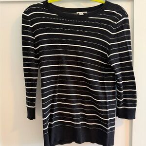 Halogen Black and White Striped Knit Top